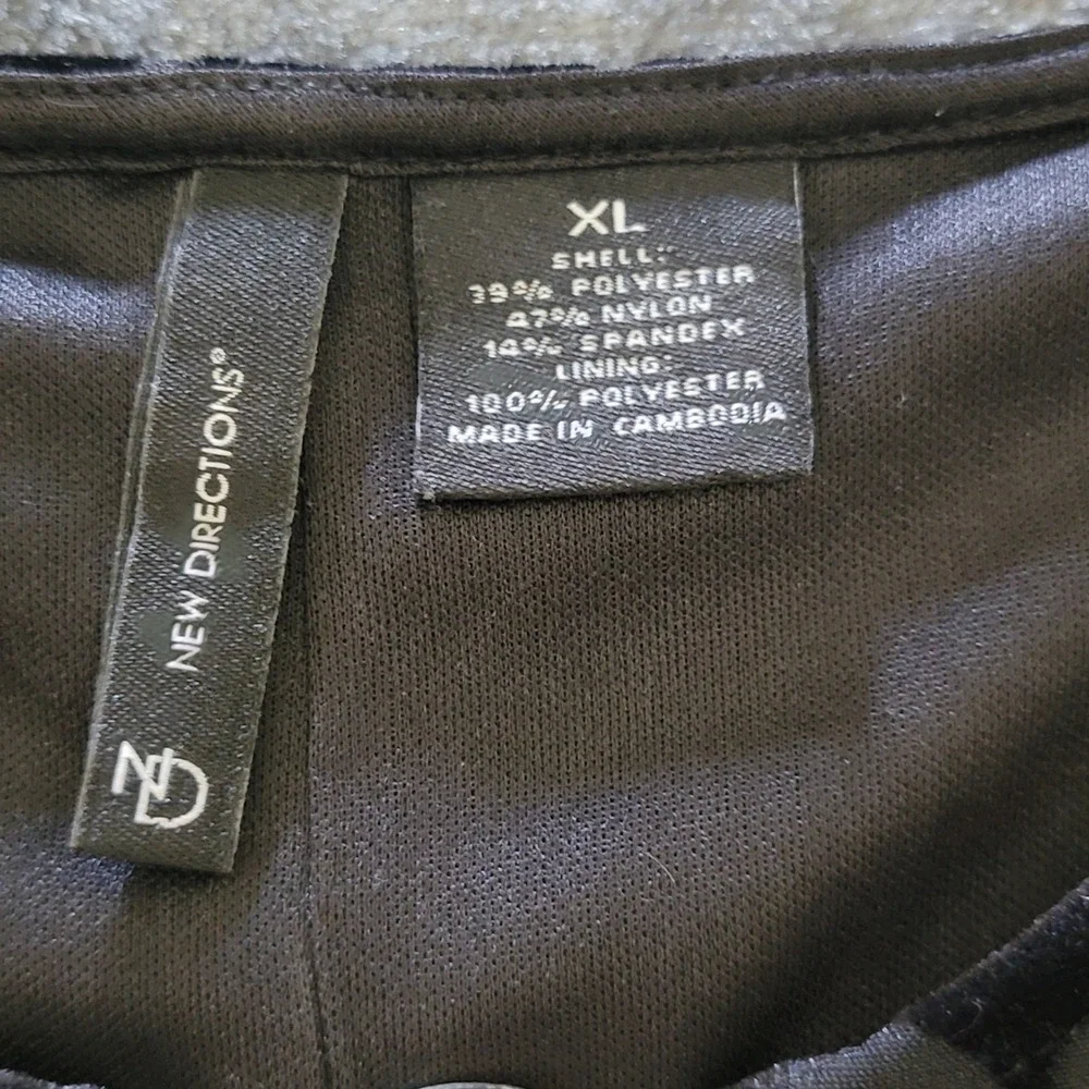 New Directions Blouse Women XL Black Velvet Burnout Damask Ring Detail - Picture 6 of 10